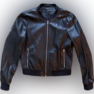 Faux Leather Bomber | Medium | Black